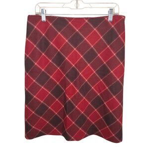 Ann Taylor Loft Petites Plaid Wool Blend A-line Skirt 12p
